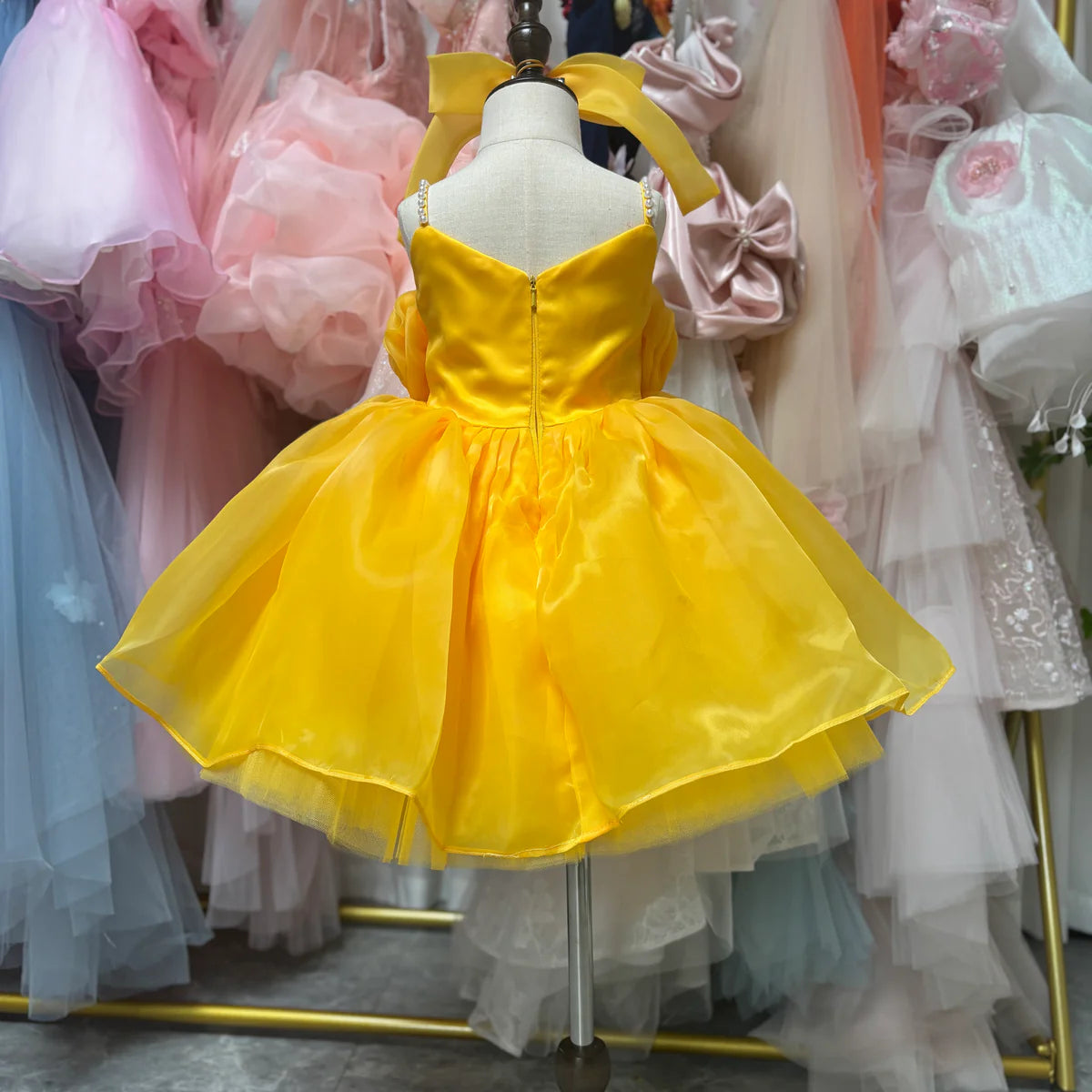 Artistic Summer Bright Birthday for Little Flower Girls Dress with 3D Flowers Tulle