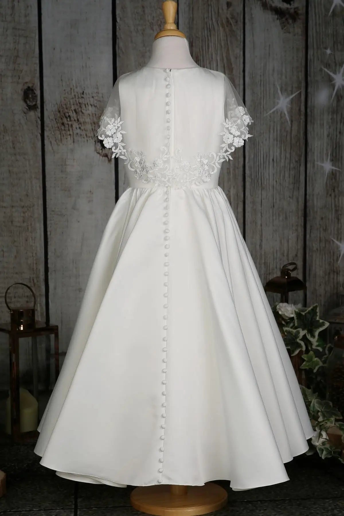 Wedding Flower Girl Dress A-Line Scoop Neck Beadwork With Shawl Elegant Long Girl Communion Formal Dress Princess Dress