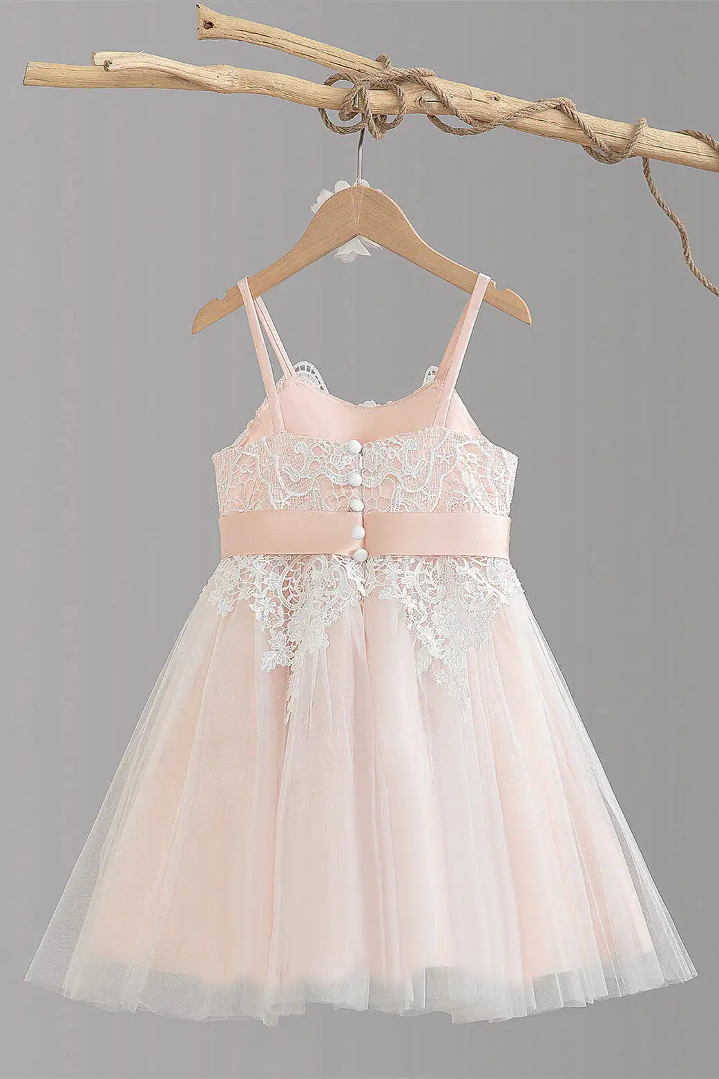 Wedding Flower Girl Dress A-Line Spaghetti Strap Lace Applique Top with BeltGirl Elegant Girl Communion Formal Dress Princess Dress