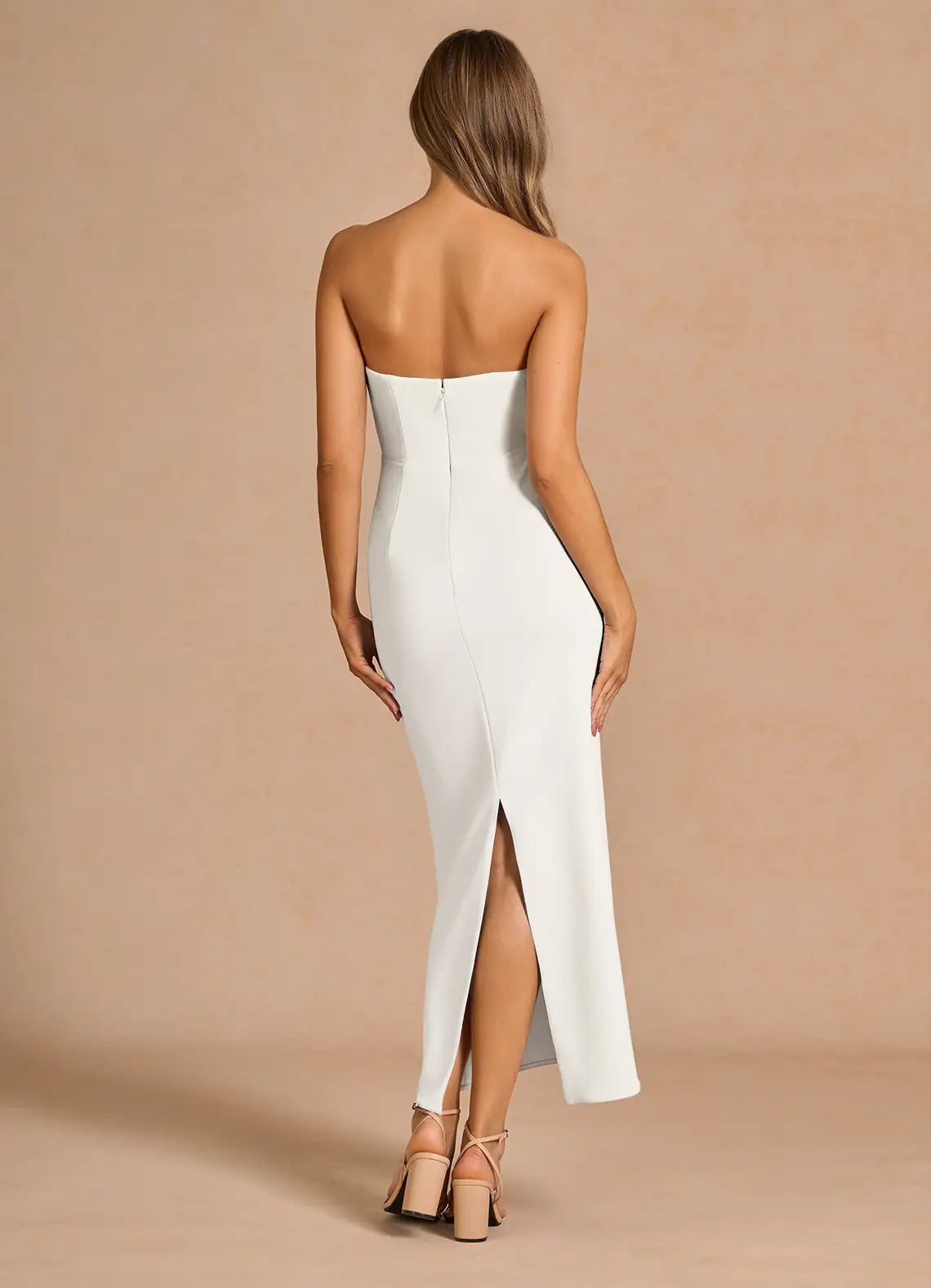 White Spaghetti Strap Corset Colorful Floral Slit Midi Wedding Guest Dress