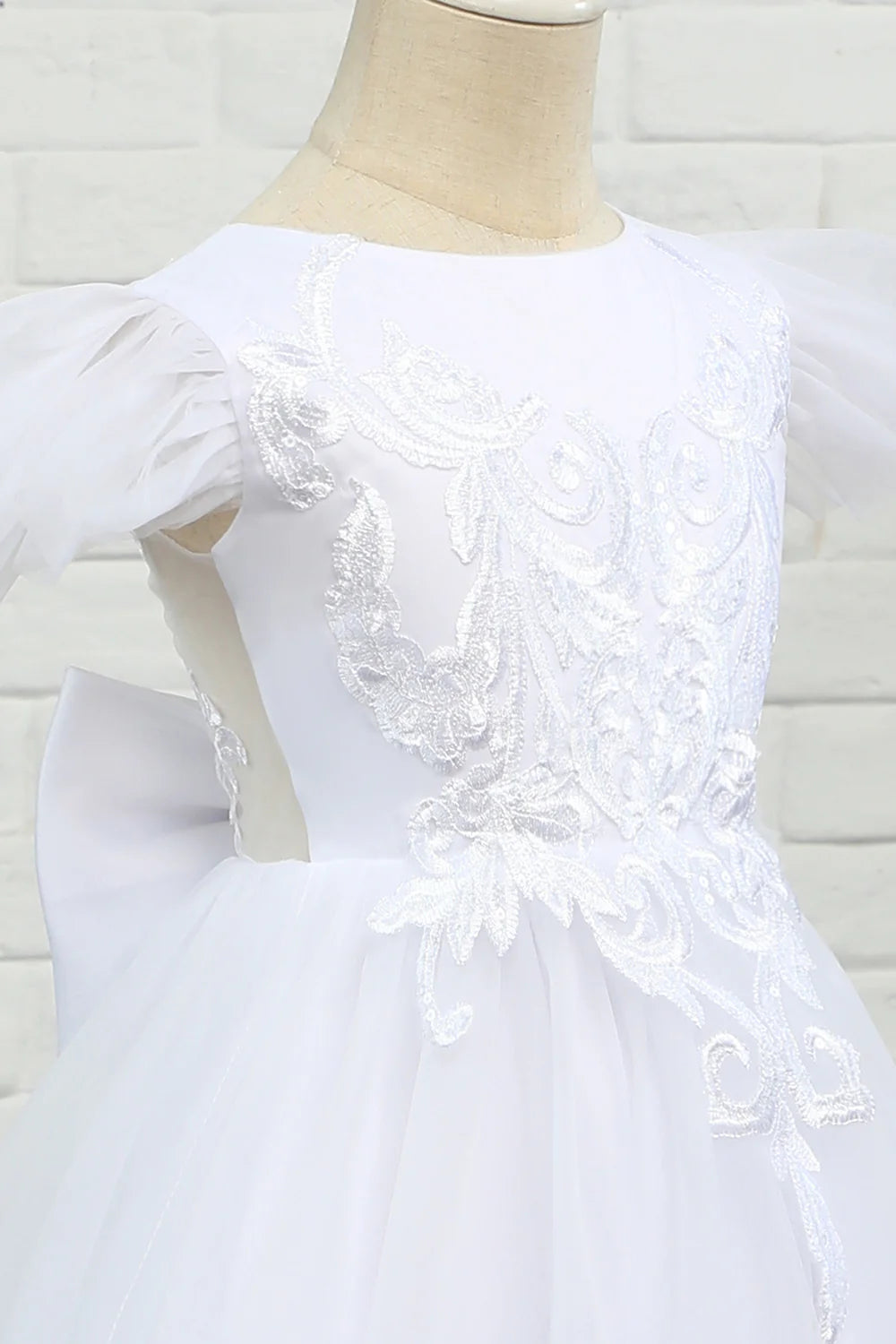 White Tulle Floor Length Flower Girl Dress