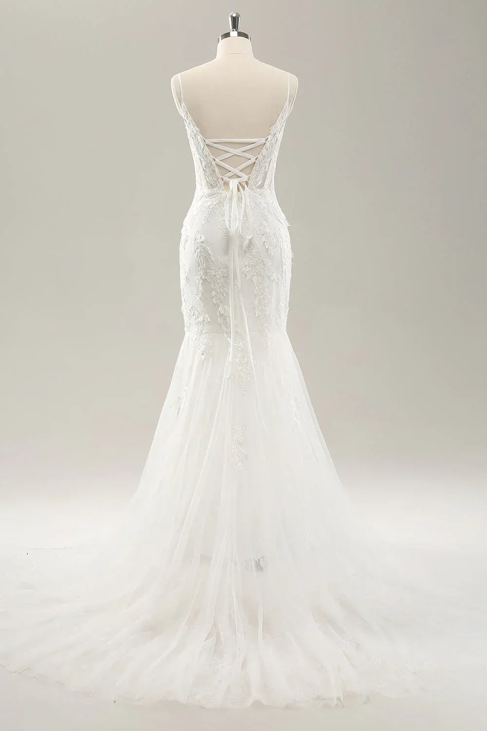 Alluring Mermaid Spaghetti-Strap Floor-Length Wedding Dress