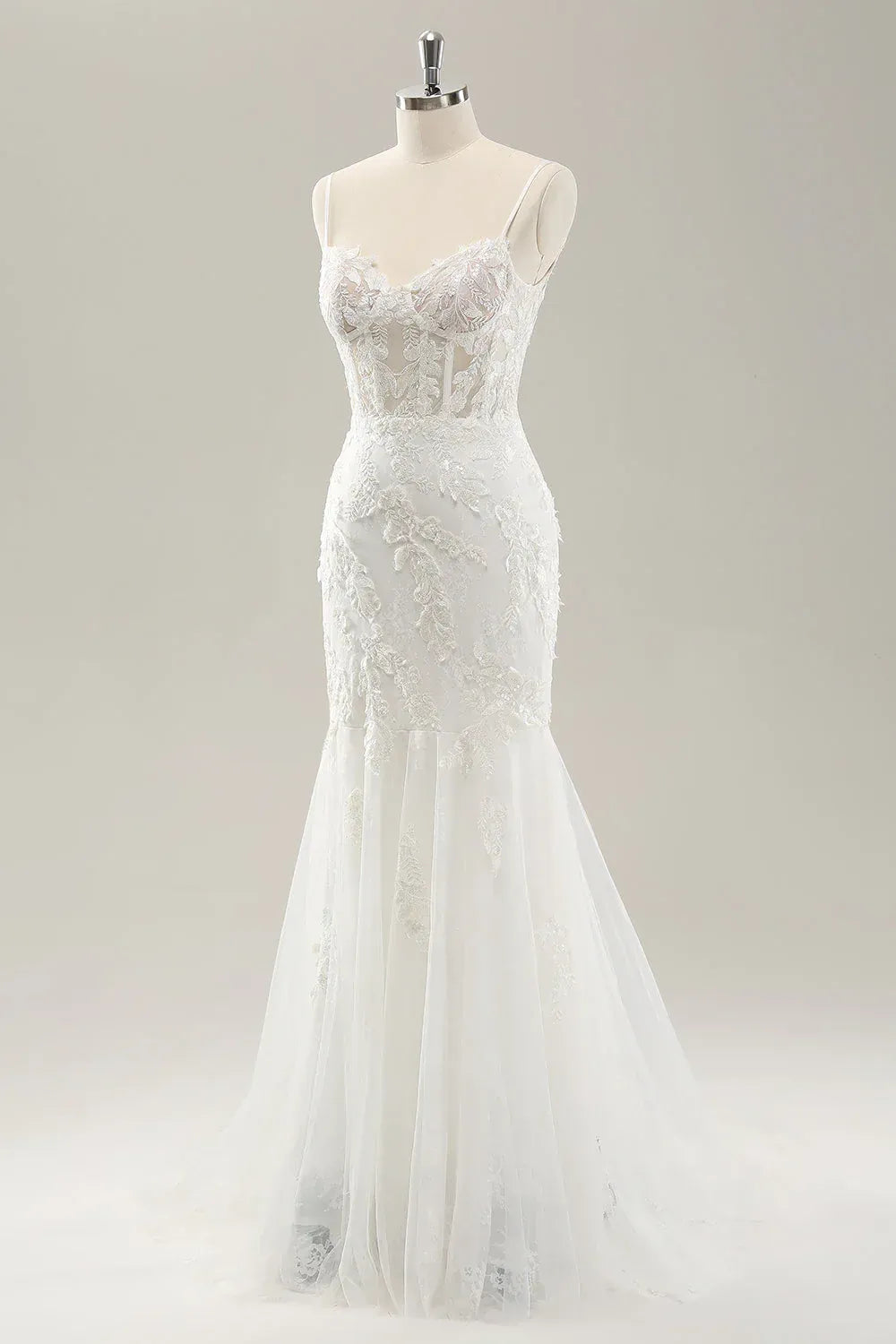 Alluring Mermaid Spaghetti-Strap Floor-Length Wedding Dress