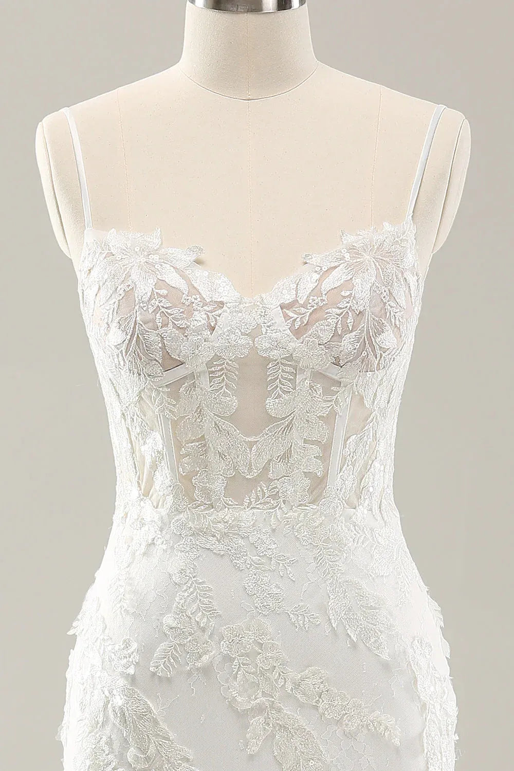 Alluring Mermaid Spaghetti-Strap Floor-Length Wedding Dress