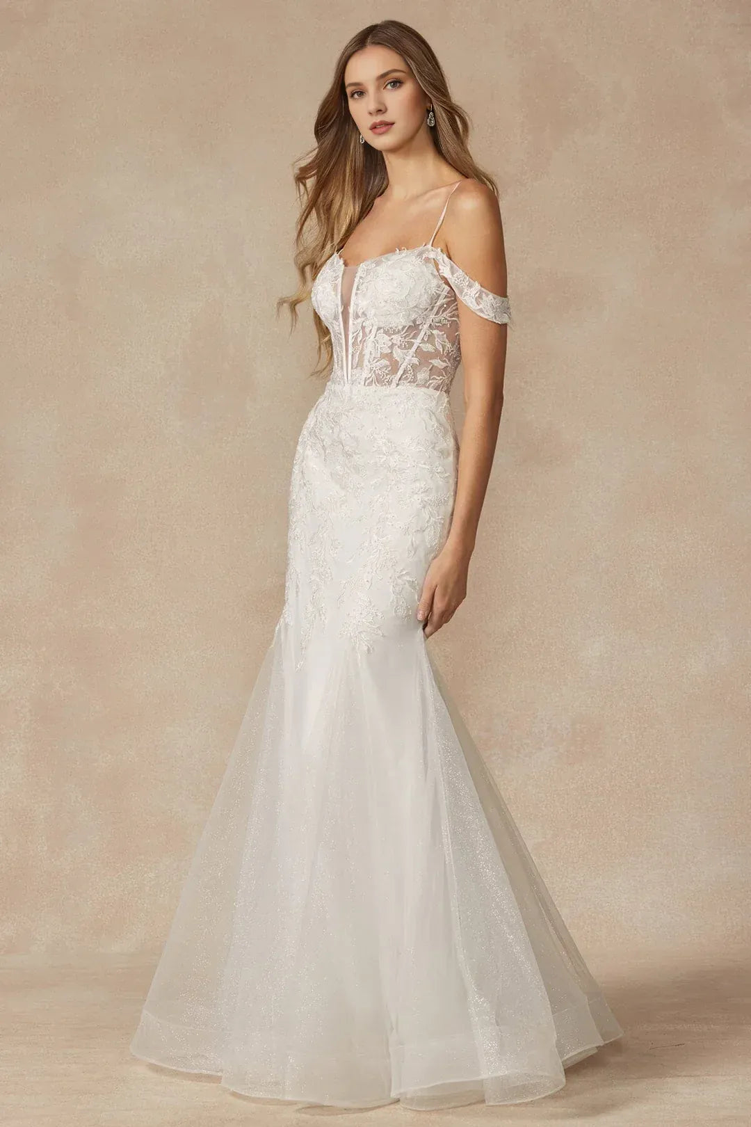 Alluring Mermaid Sweetheart-Neck Off-the-Shoulder Floor-Length Wedding Dress