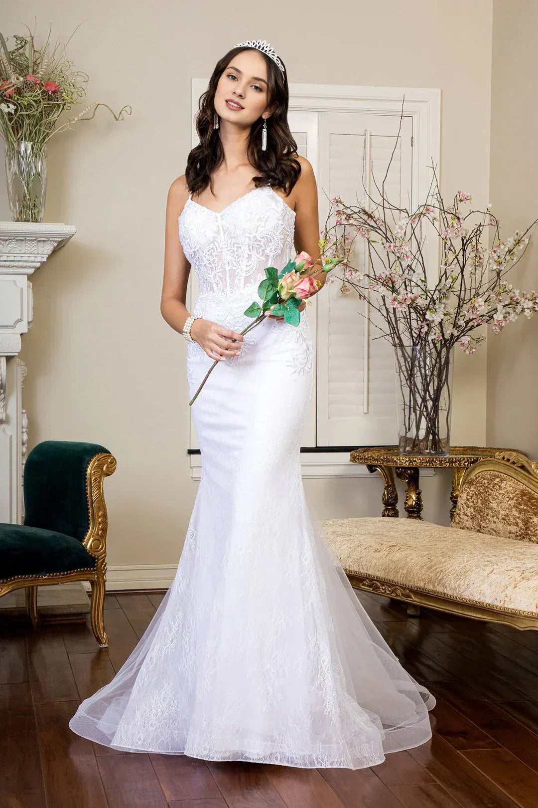 Alluring Mermaid Sweetheart-Neck Spaghetti-Strap Floor-Length Wedding Dress