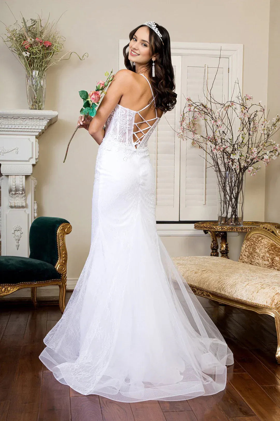 Alluring Mermaid Sweetheart-Neck Spaghetti-Strap Floor-Length Wedding Dress