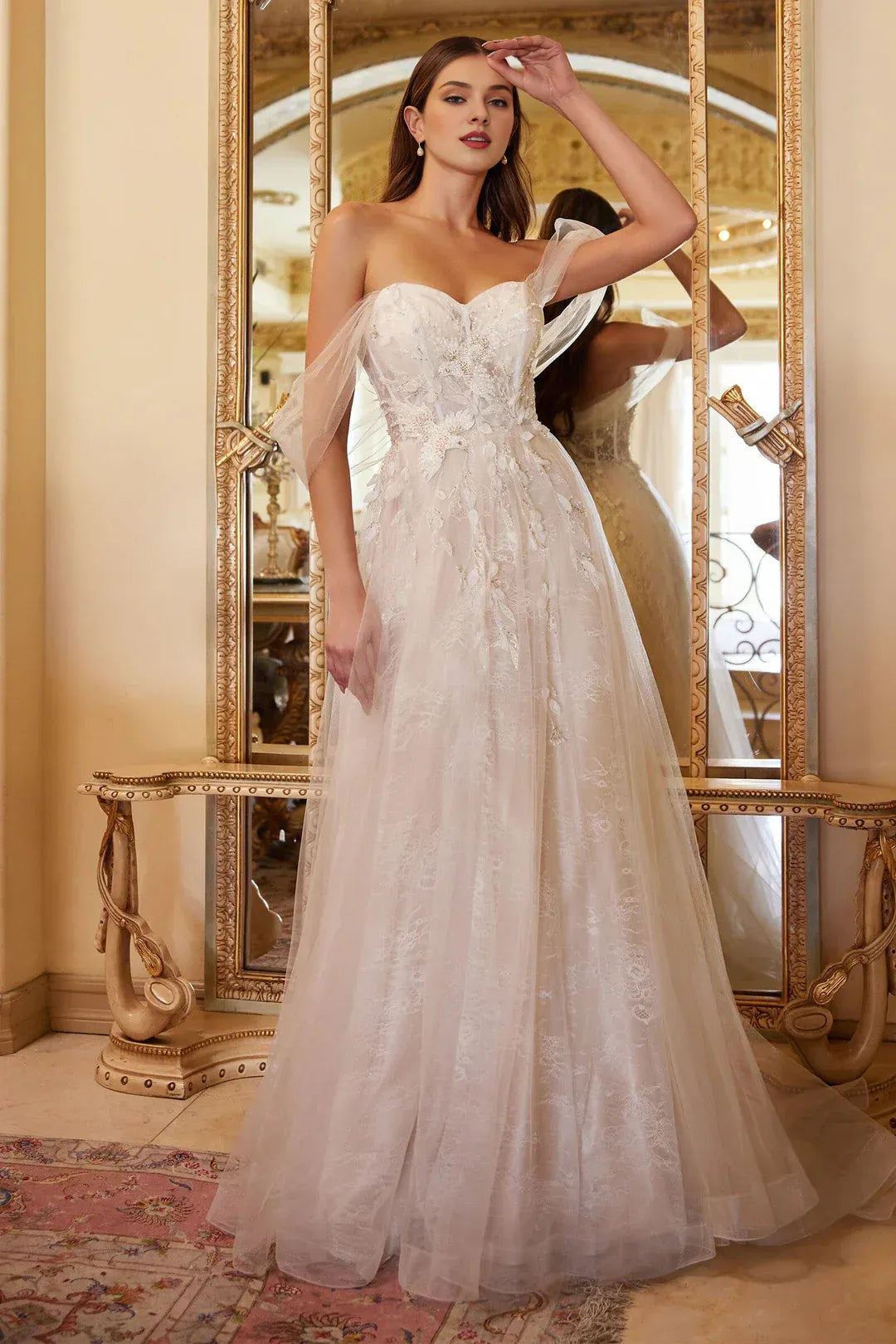 Bewitching A-Line Sweetheart-Neck Off-the-Shoulder Floor-Length Wedding Dress