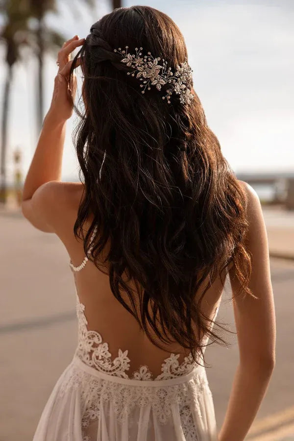 Bohemian High-Neck Sleeveless A-Line Floor-Length Wedding Dress