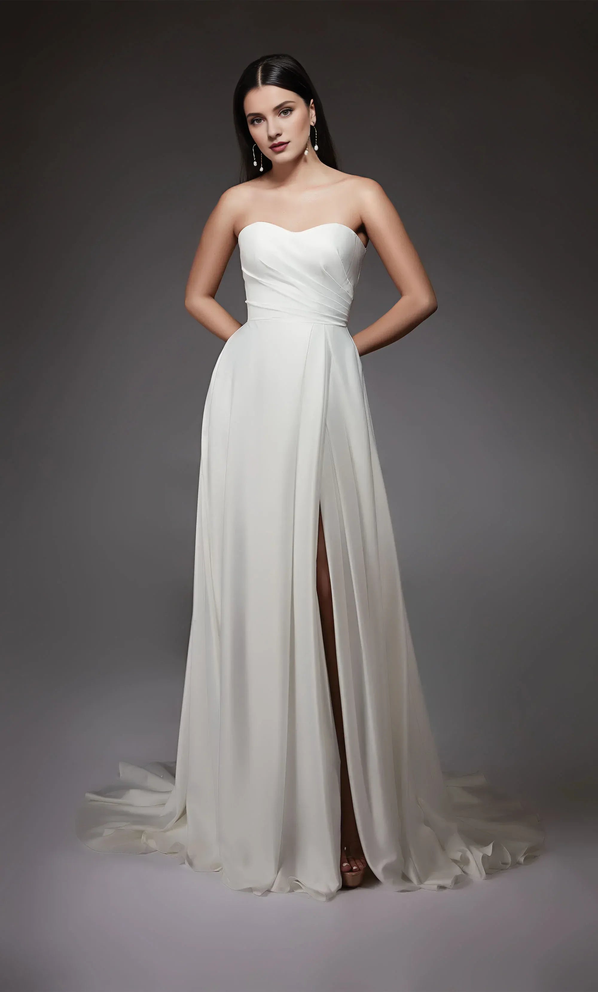 Bold A-Line Strapless Sweetheart-Neck Floor-Length Wedding Dress