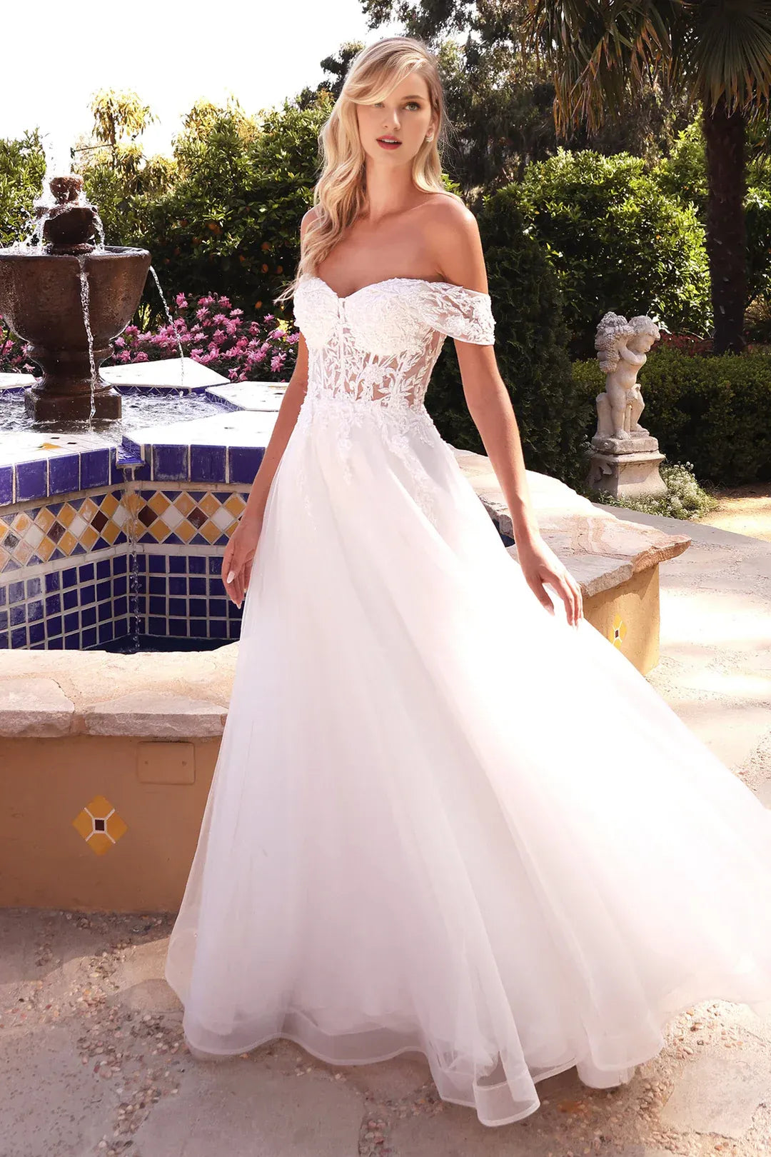 Breathtaking A-Line Sweetheart-Neck Off-the-Shoulder Floor-Length Wedding Dress