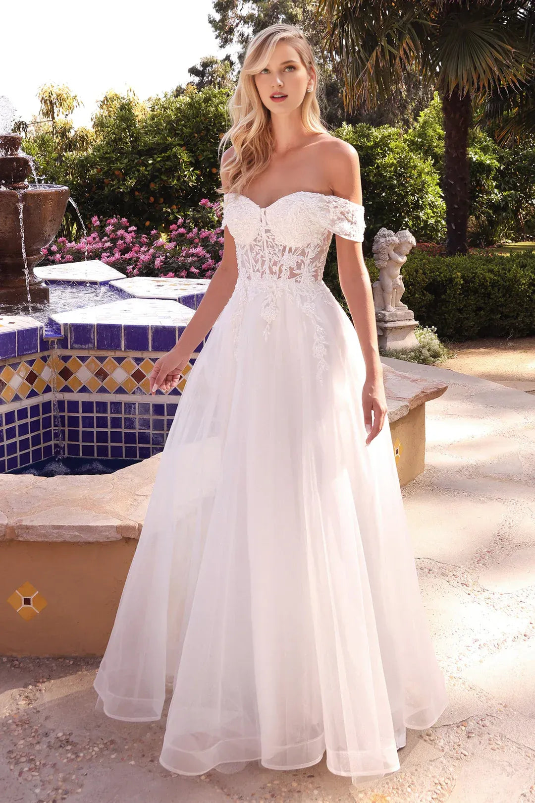 Breathtaking A-Line Sweetheart-Neck Off-the-Shoulder Floor-Length Wedding Dress