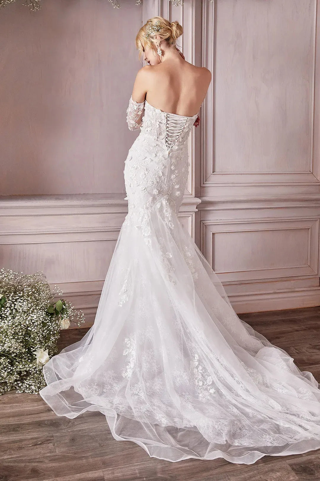 Captivating Mermaid Strapless Long-Sleeve Floor-Length Wedding Dress