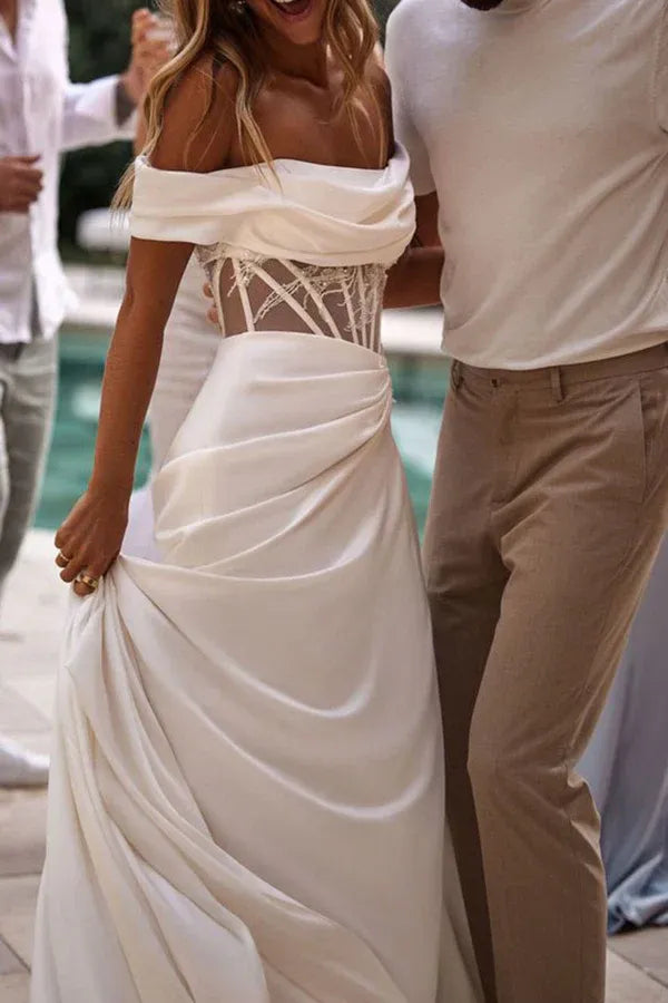 Chic Off-the-Shoulder Mermaid Floor-Length Wedding Dress
