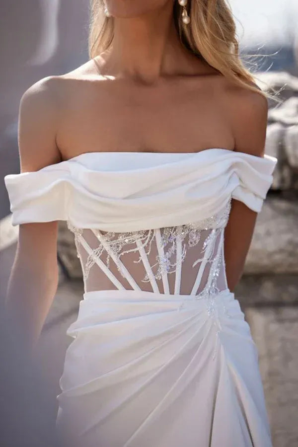 Chic Off-the-Shoulder Mermaid Floor-Length Wedding Dress