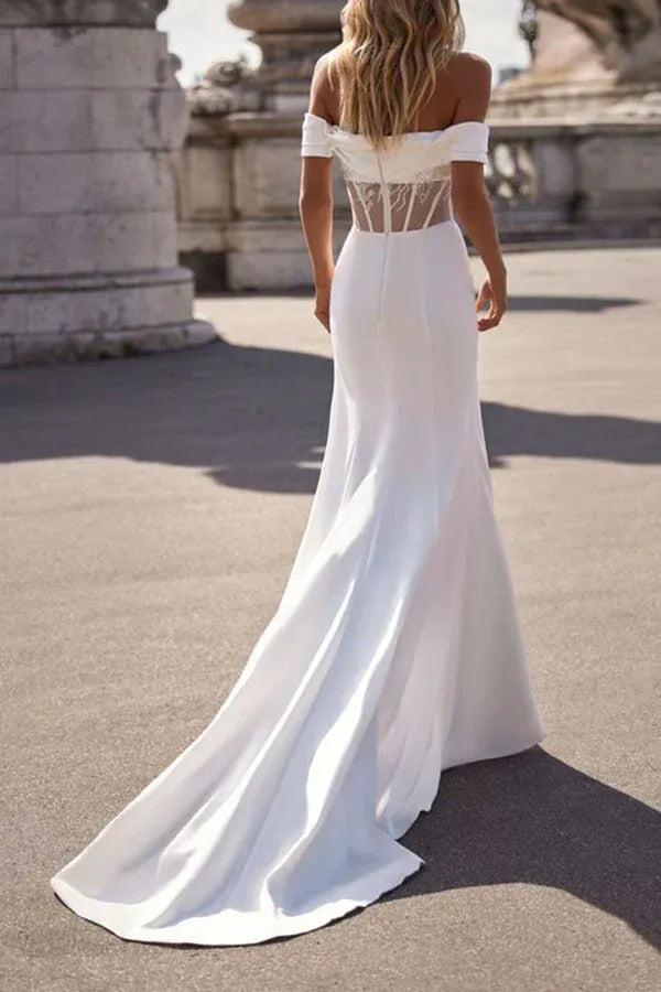 Chic Off-the-Shoulder Mermaid Floor-Length Wedding Dress