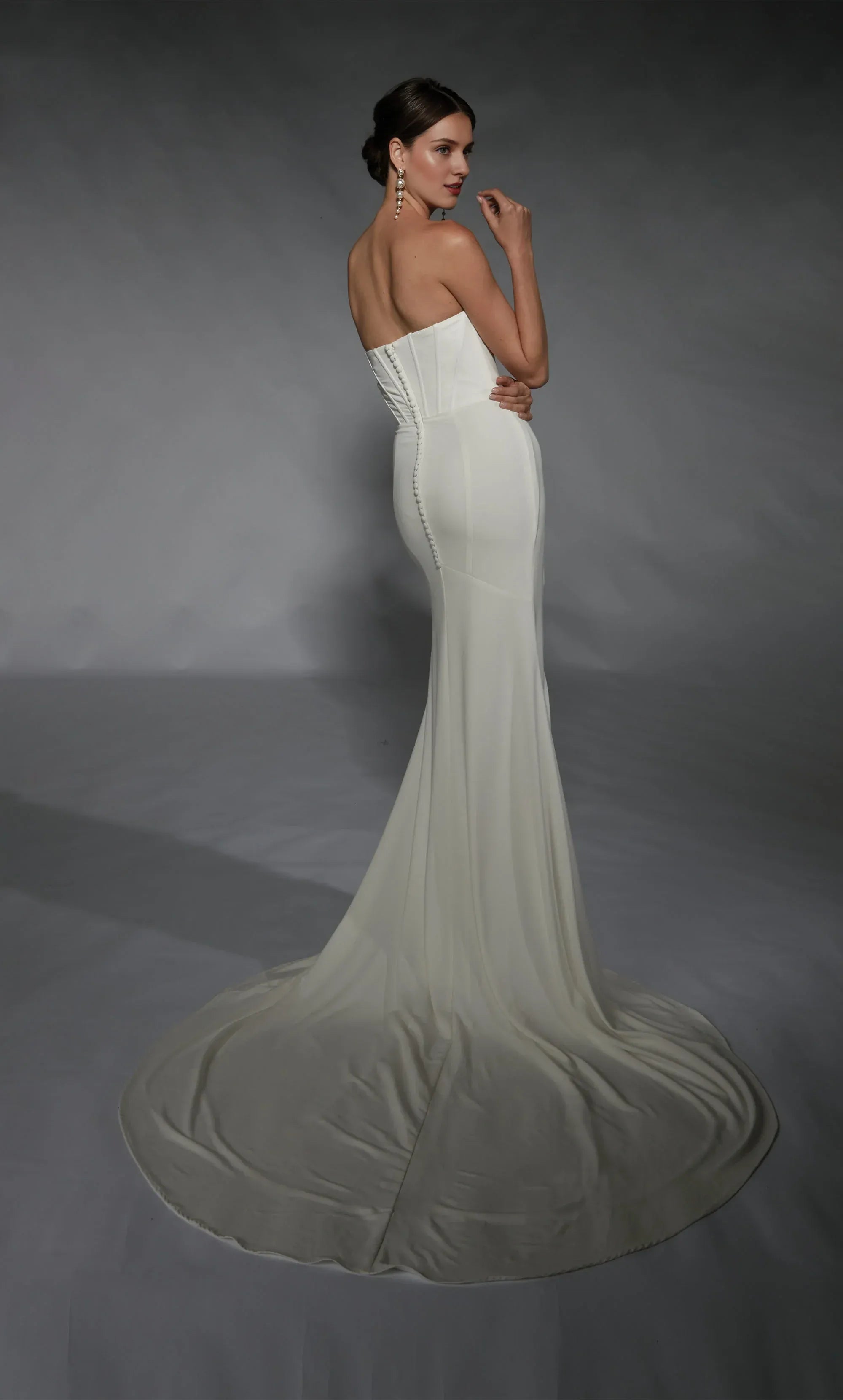 Daring Strapless Corset Mermaid Wedding Dress with High Slit