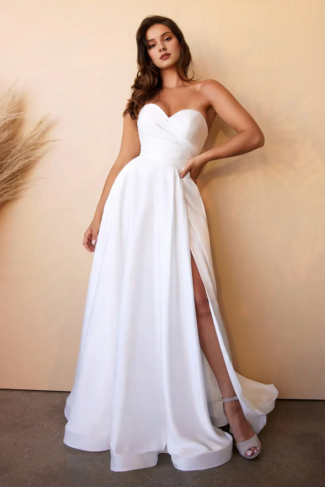Effortless A-Line Strapless Floor-Length Wedding Dress