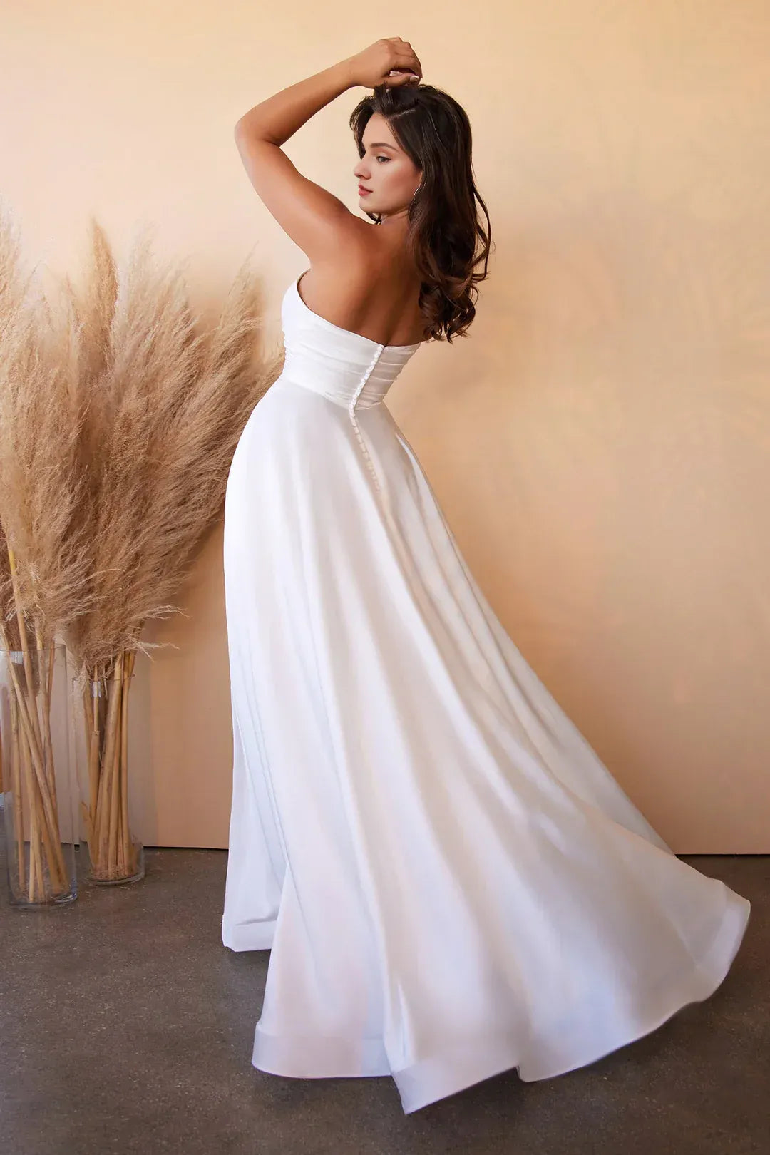 Effortless A-Line Strapless Floor-Length Wedding Dress
