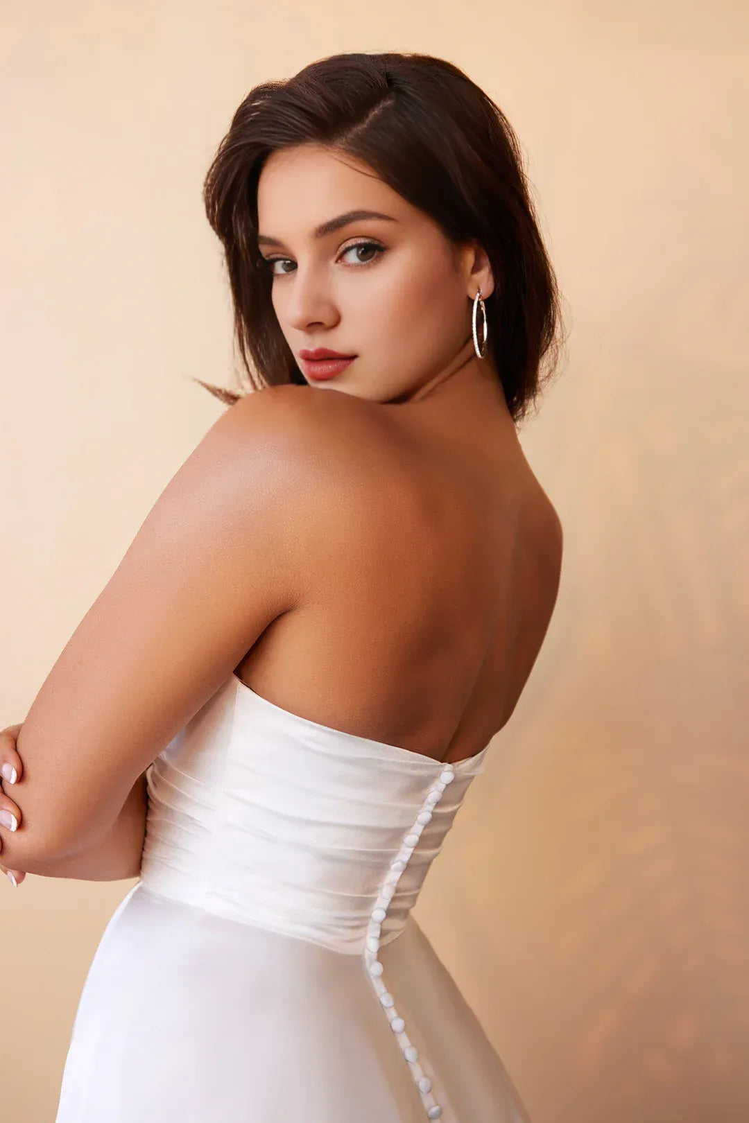 Effortless A-Line Strapless Floor-Length Wedding Dress