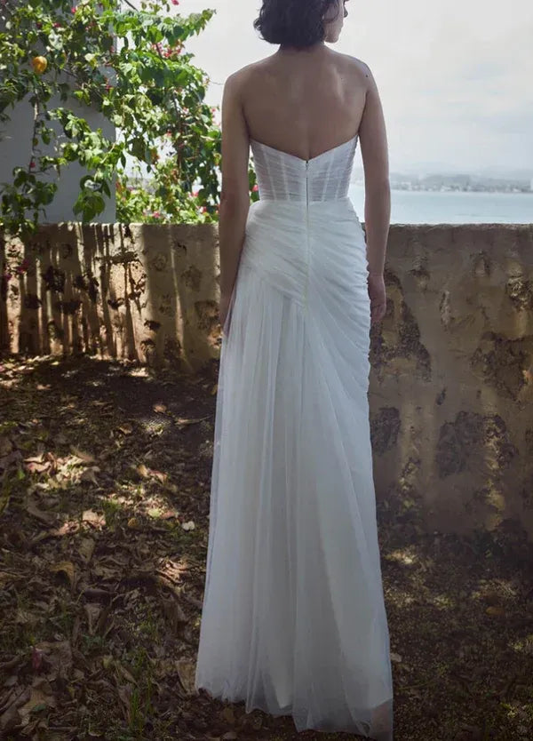 Effortless Sheath Sweetheart-Neck Strapless Floor-Length Wedding Dress