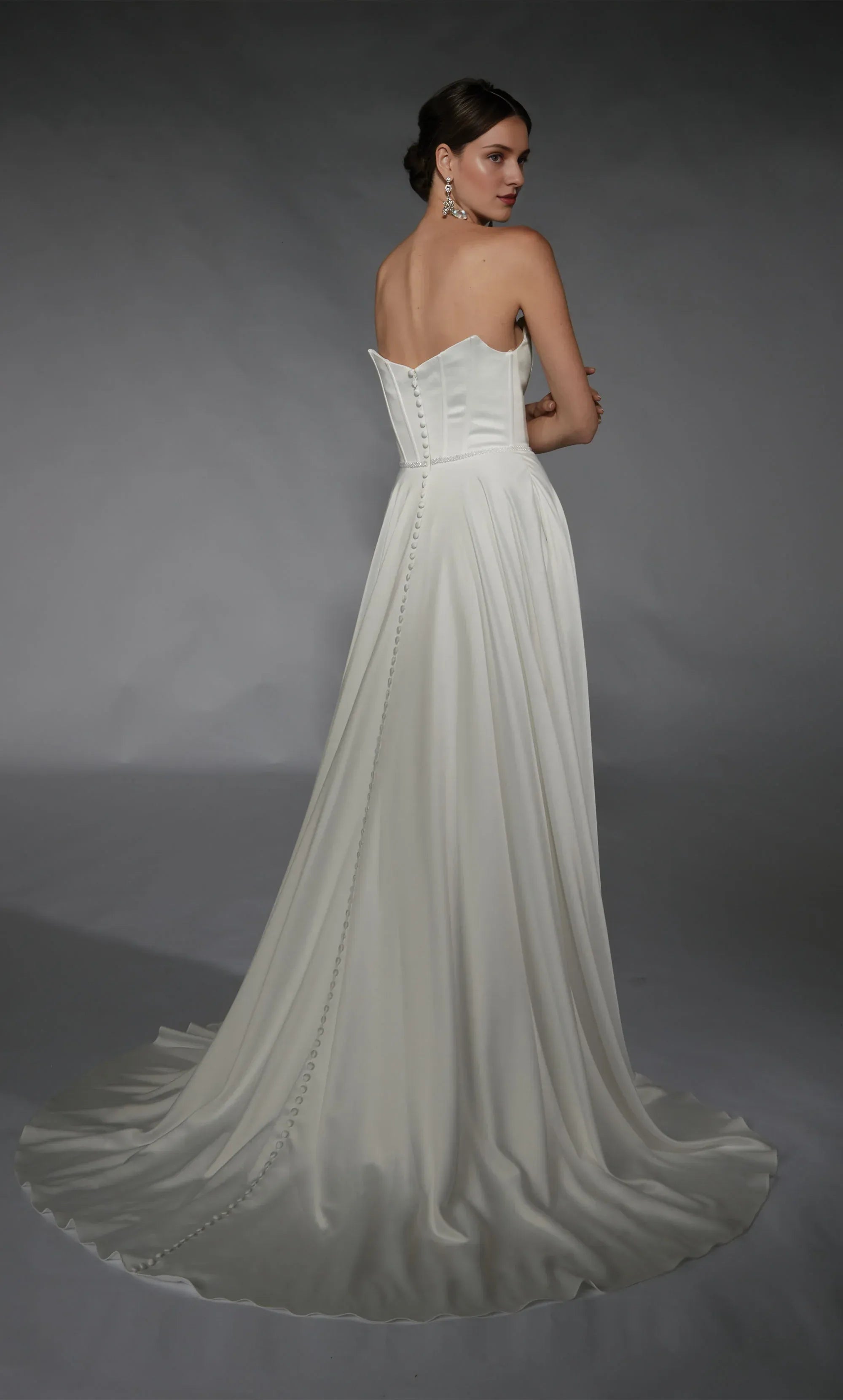 Elegant A-Line Strapless Corset-Back Floor-Length Wedding Dress
