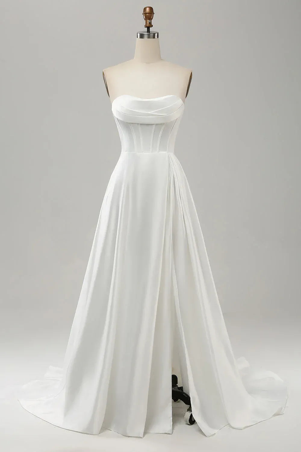 Elegant A-Line Strapless Floor-Length Wedding Dress