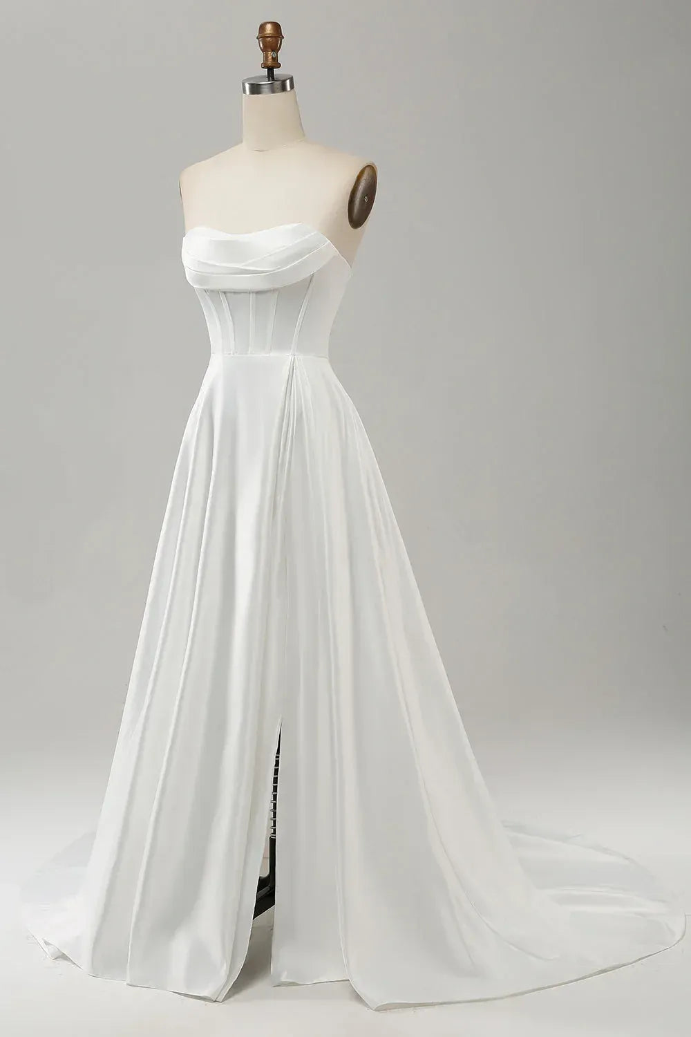 Elegant A-Line Strapless Floor-Length Wedding Dress