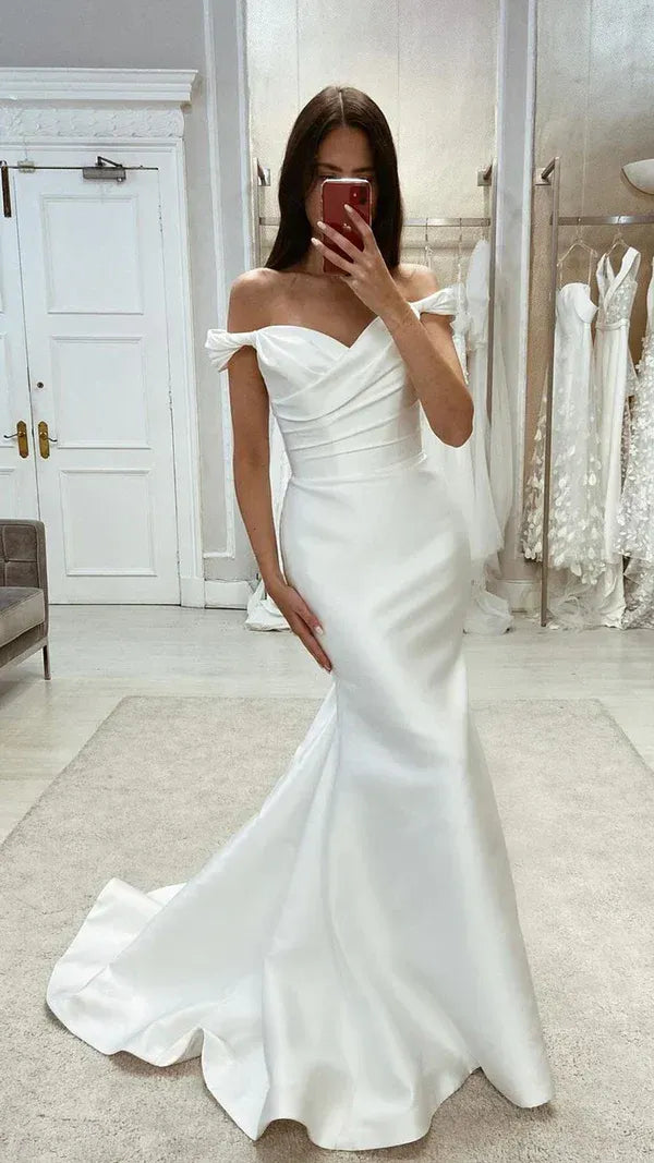 Elegant Off-the-Shoulder Mermaid Floor-Length Wedding Dress