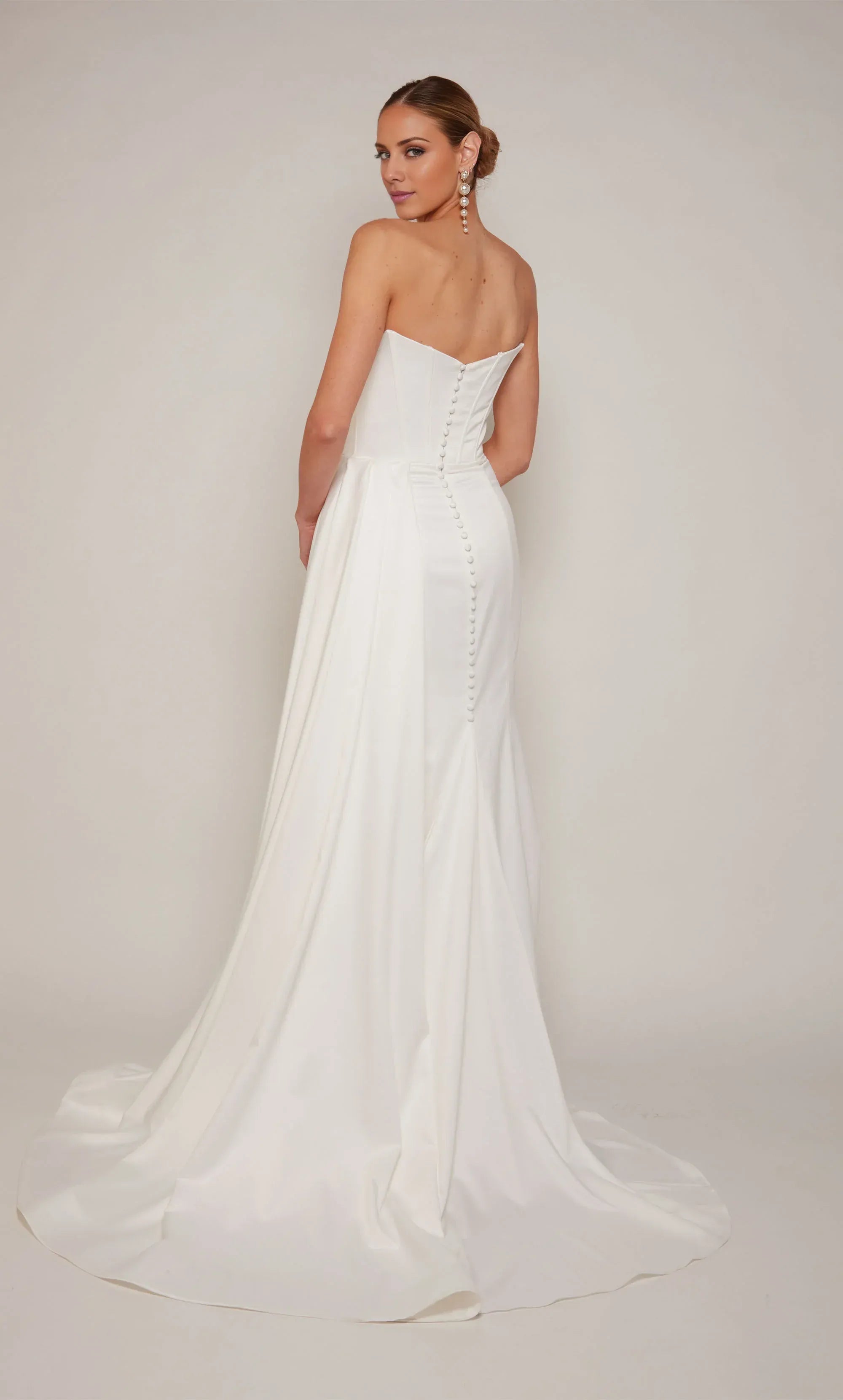 Elegant Satin Mermaid Strapless Sweetheart Slit Train Wedding Dress