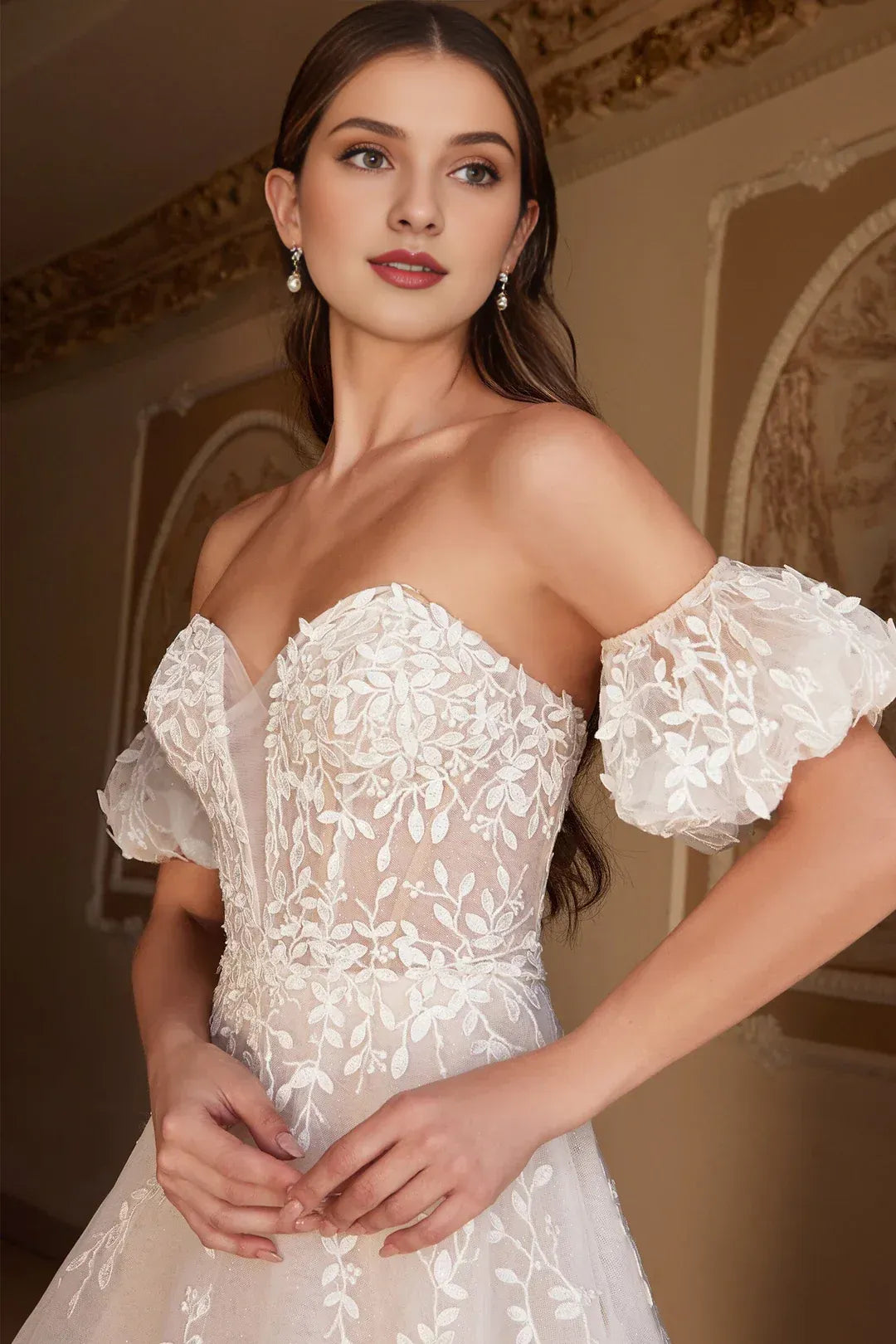 Enchanted A-Line Sweetheart-Neck Off-the-Shoulder Floor-Length Wedding Dress