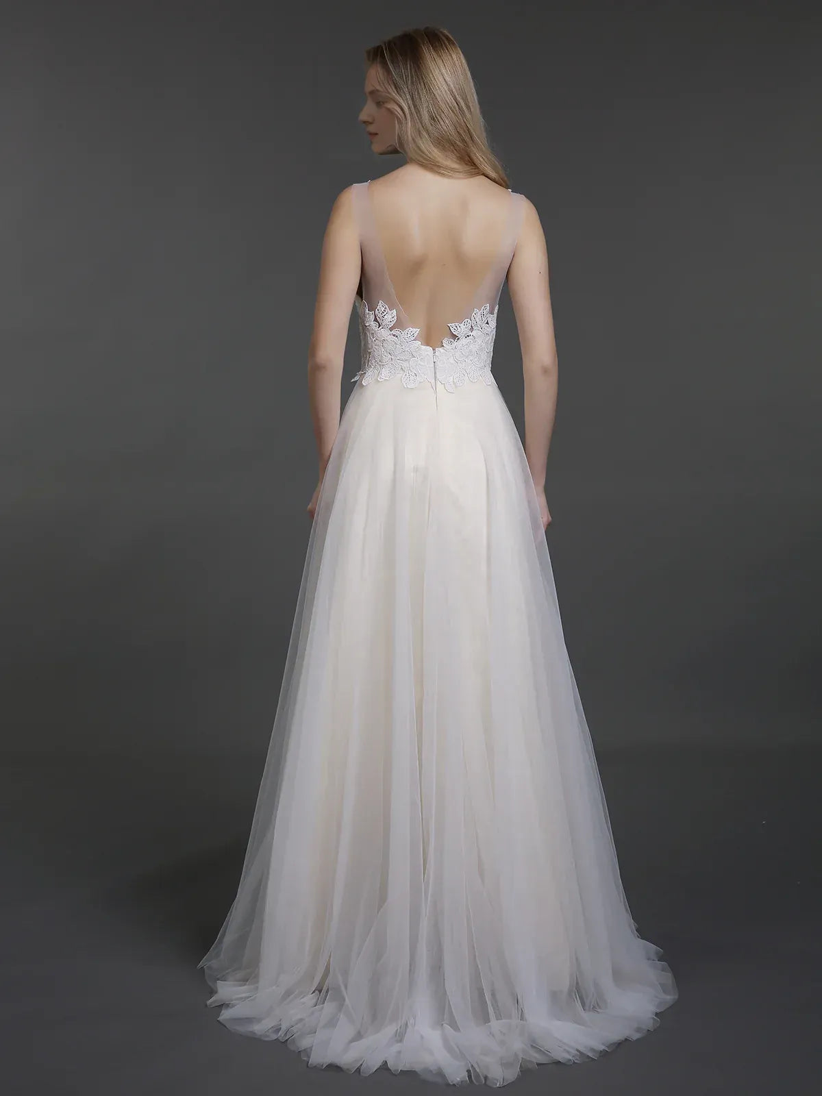 Enchanting A-Line Illusion-Neck Sleeveless Floor-Length Wedding Dress