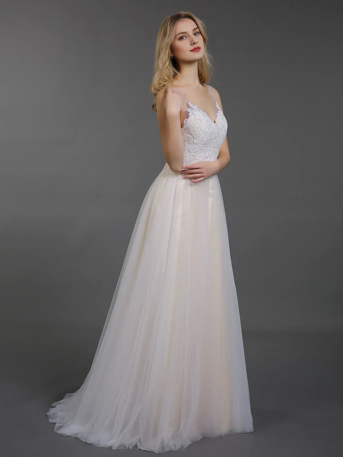 Enchanting A-Line Illusion-Neck Sleeveless Floor-Length Wedding Dress