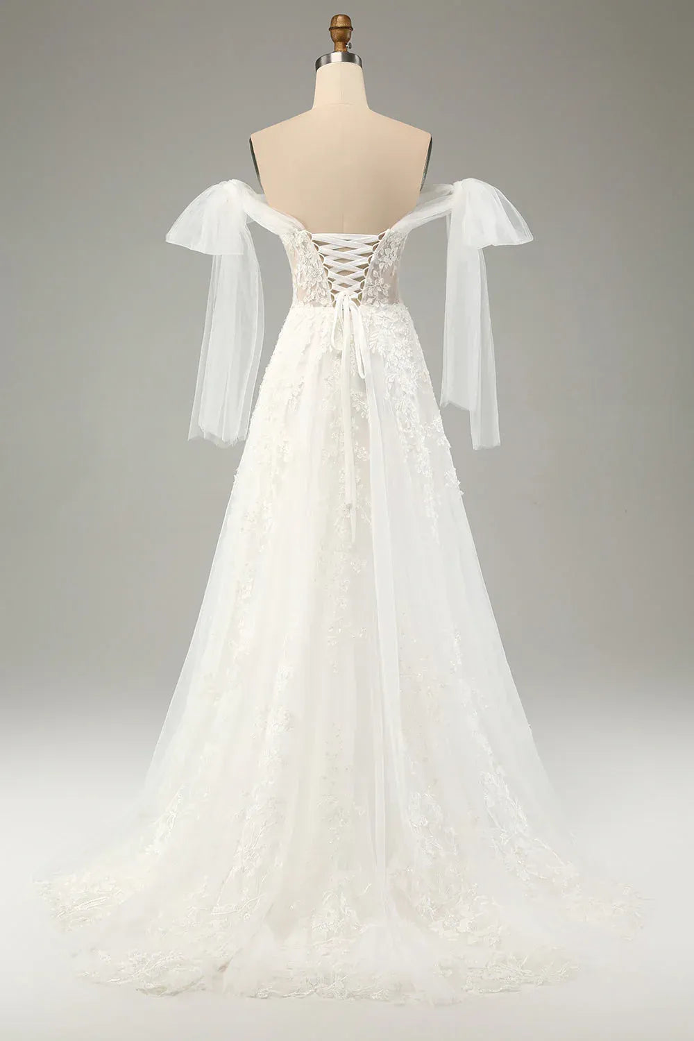 Enchanting A-Line Off-the-Shoulder Floor-Length Wedding Dress