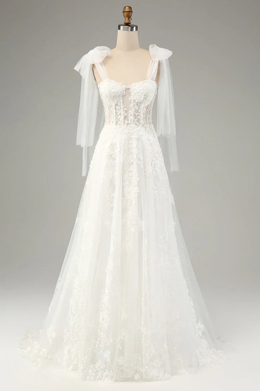 Enchanting A-Line Off-the-Shoulder Floor-Length Wedding Dress