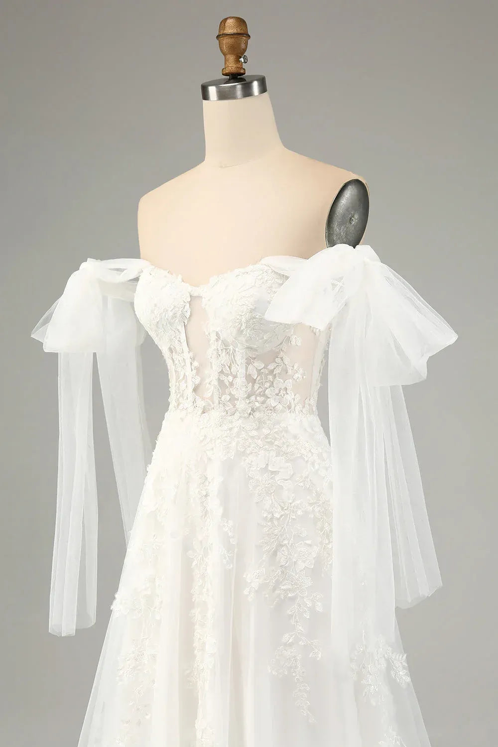 Enchanting A-Line Off-the-Shoulder Floor-Length Wedding Dress