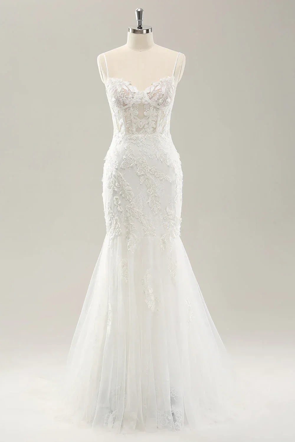 Enchanting Mermaid Spaghetti-Strap Floor-Length Wedding Dress