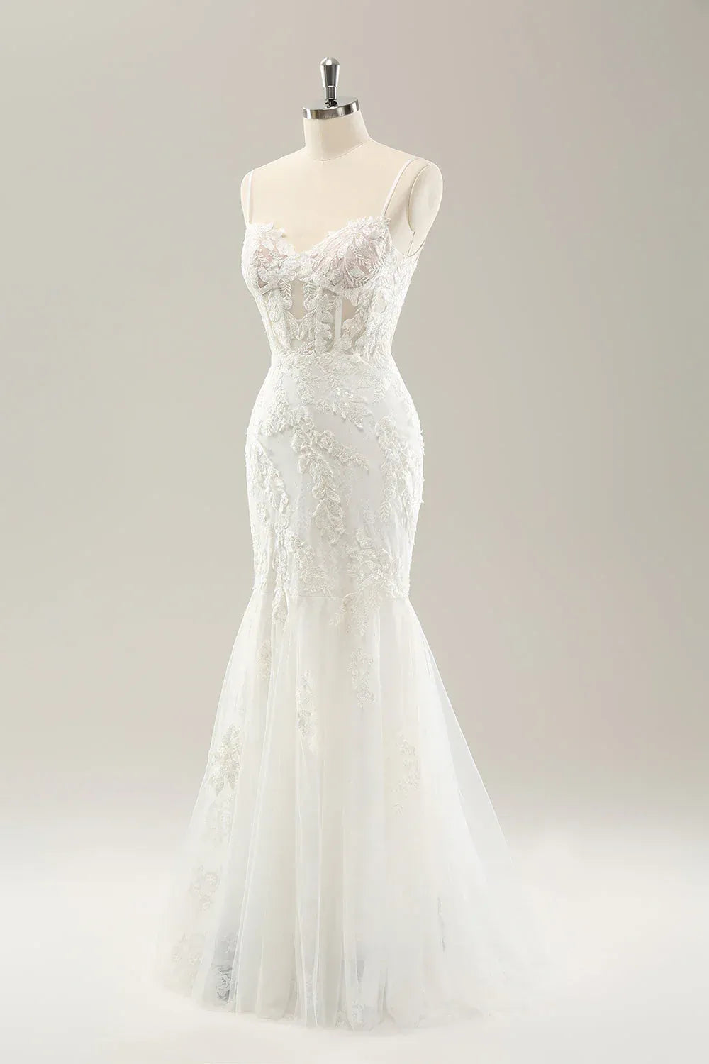 Enchanting Mermaid Spaghetti-Strap Floor-Length Wedding Dress
