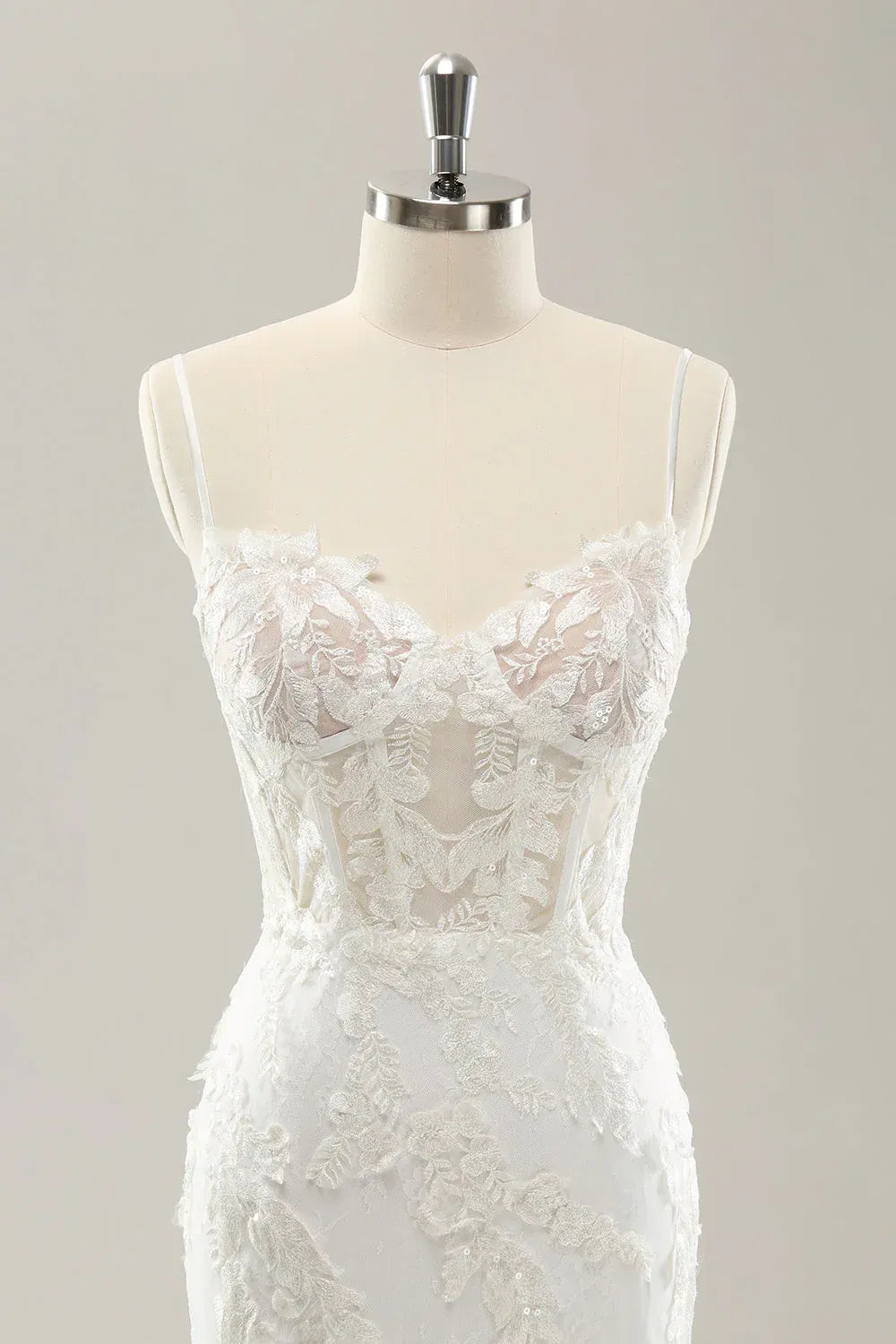 Enchanting Mermaid Spaghetti-Strap Floor-Length Wedding Dress