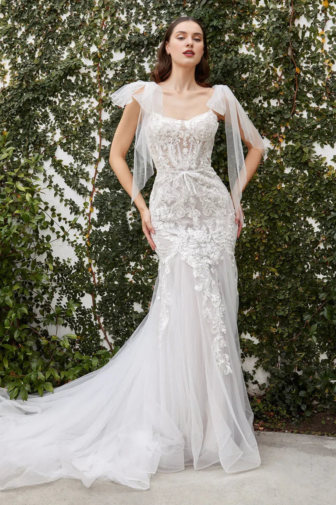 Enchanting Mermaid Sweetheart-Neck Tulle-Strap Floor-Length Wedding Dress