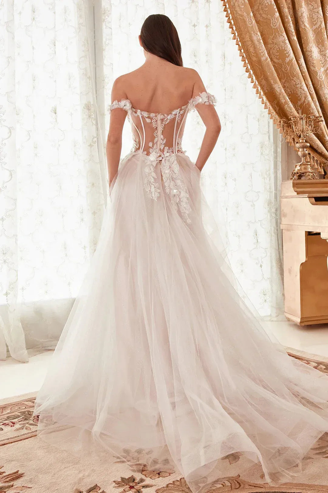 Ethereal A-Line Sweetheart-Neck Off-the-Shoulder Floor-Length Wedding Dress