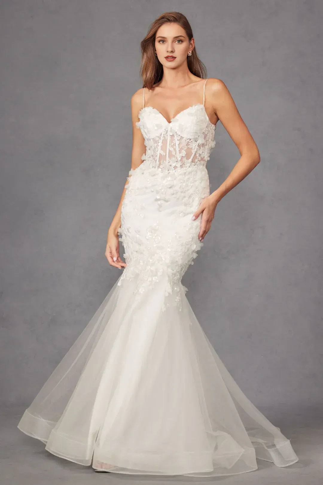 Ethereal Mermaid Sweetheart-Neck Spaghetti-Strap Floor-Length Wedding Dress