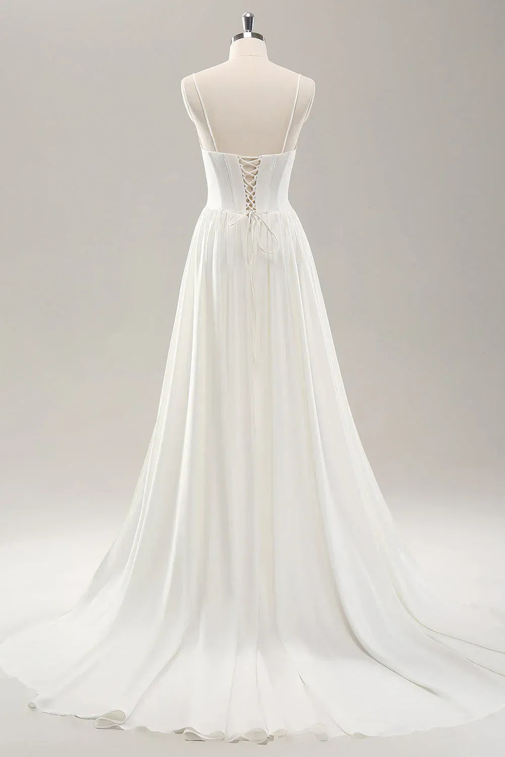 Graceful A-Line Spaghetti-Strap Floor-Length Wedding Dress
