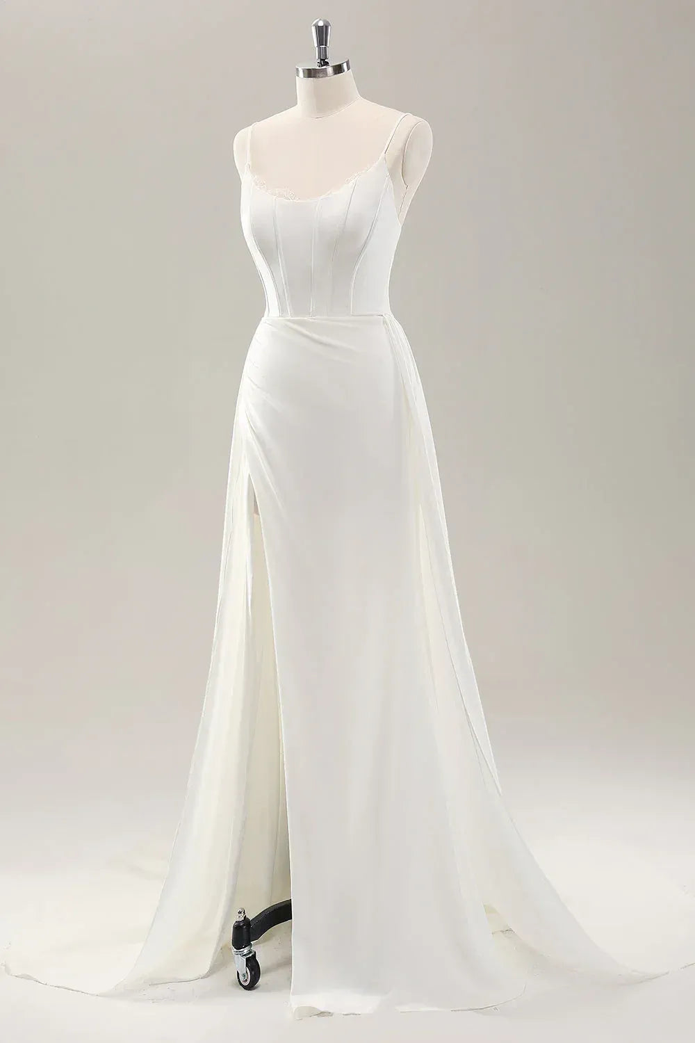 Graceful A-Line Spaghetti-Strap Floor-Length Wedding Dress