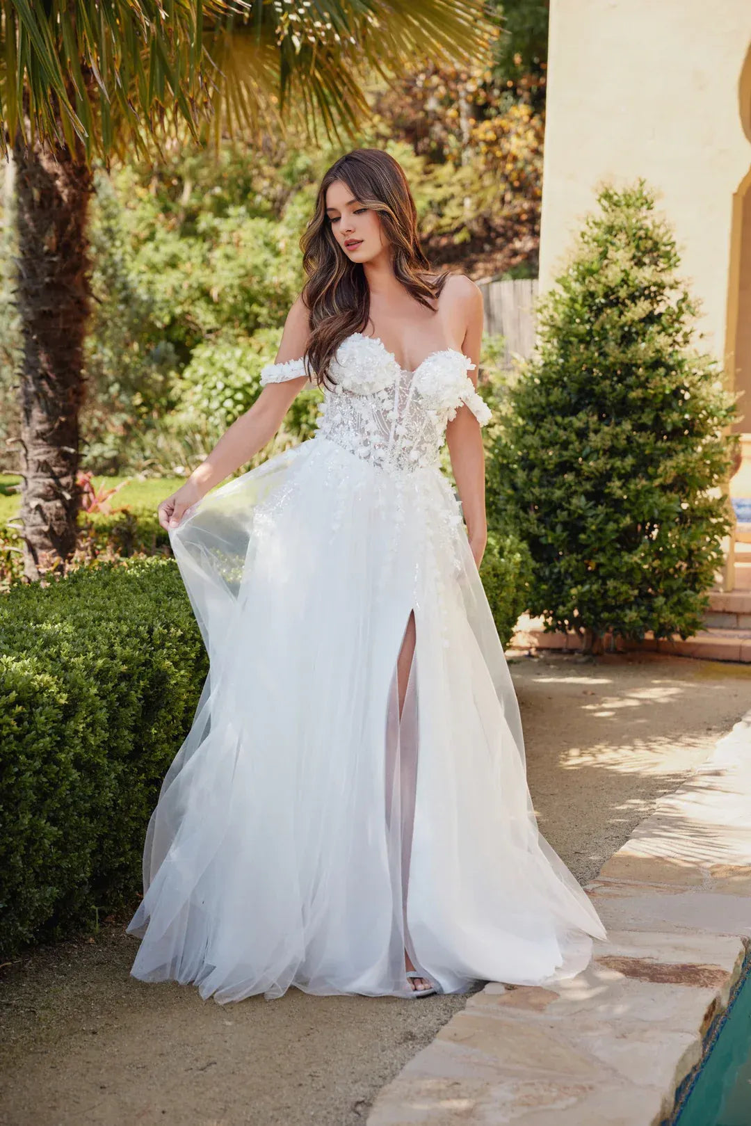 Captivating A-Line Sweetheart-Neck Off-the-Shoulder Floor-Length Wedding Dress