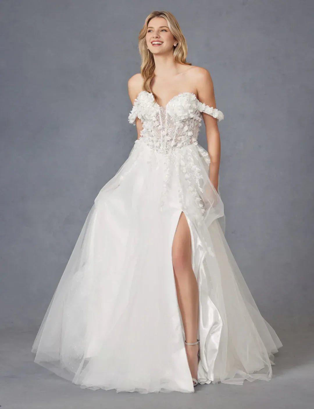 Captivating A-Line Sweetheart-Neck Off-the-Shoulder Floor-Length Wedding Dress