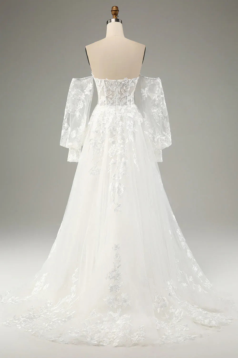 Luminous A-Line Off-the-Shoulder Floor-Length Wedding Dress