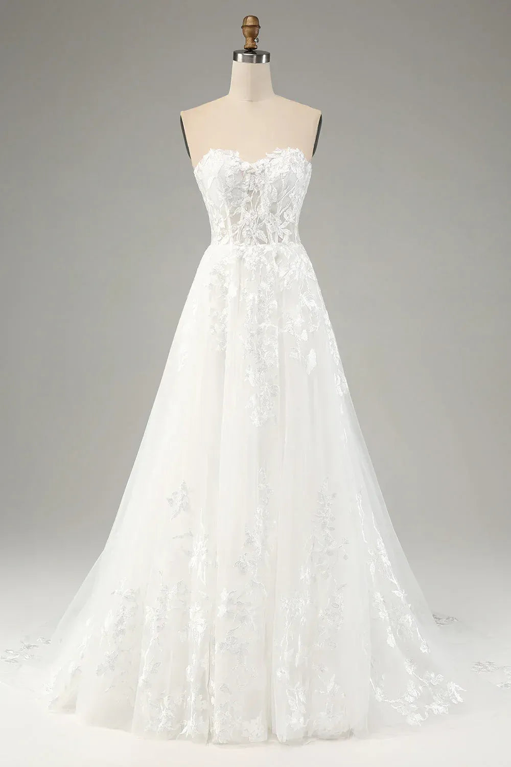 Luminous A-Line Off-the-Shoulder Floor-Length Wedding Dress