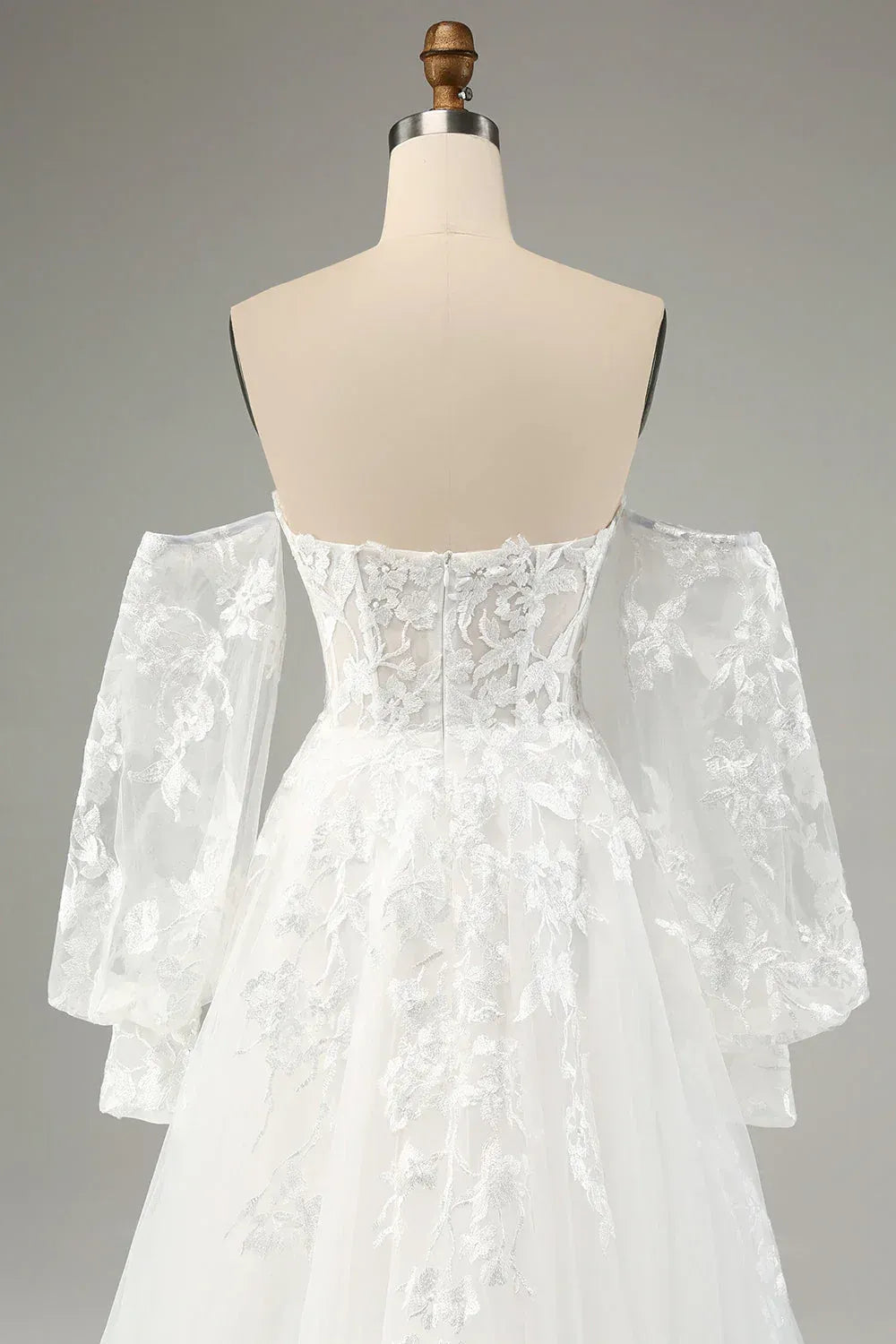 Luminous A-Line Off-the-Shoulder Floor-Length Wedding Dress