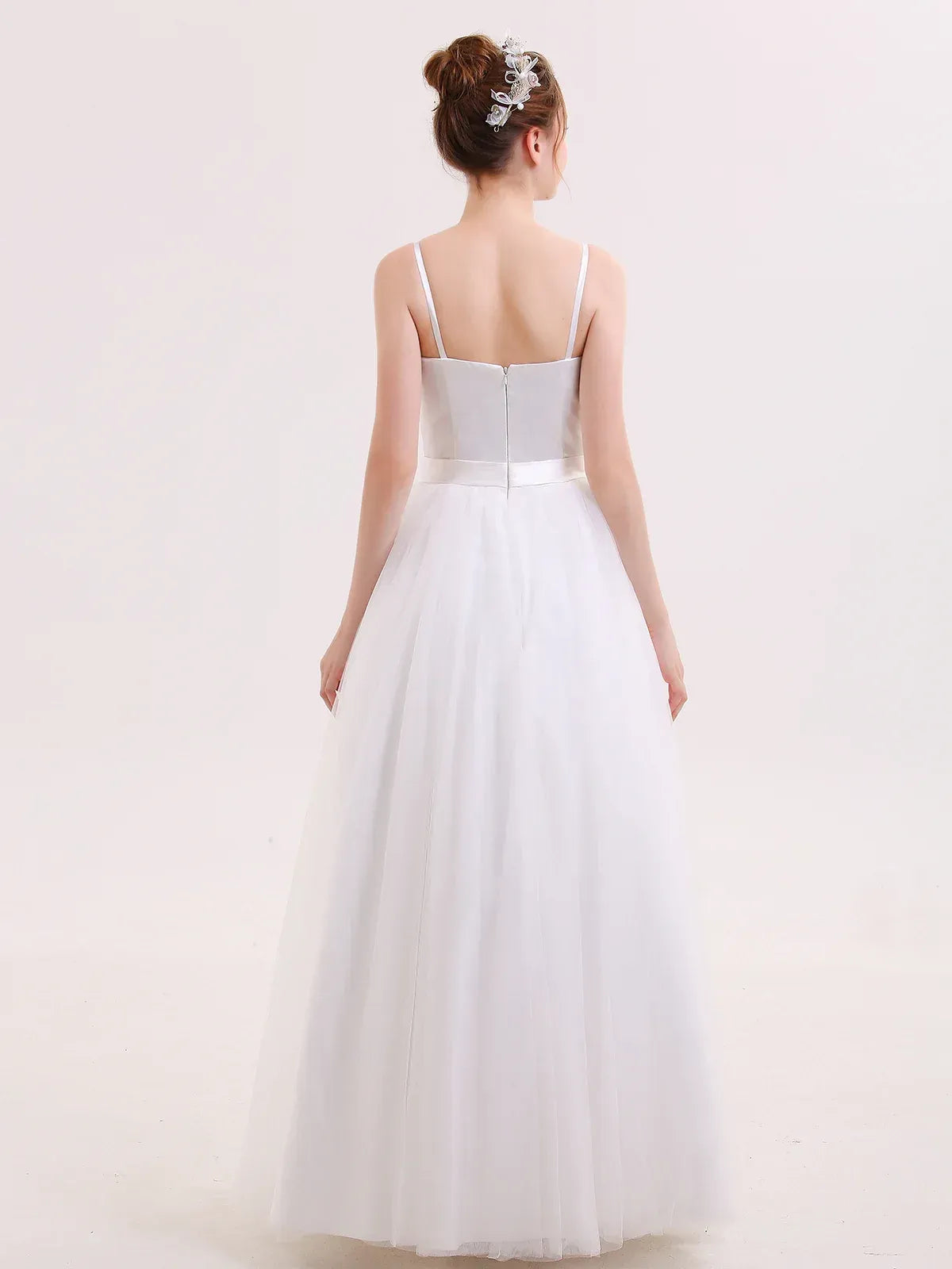 Minimalist A-Line Sweetheart-Neck Spaghetti-Strap Floor-Length Wedding Dress